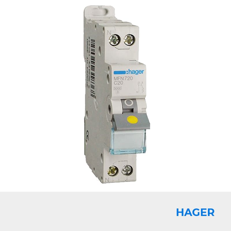 HAGER Disjoncteur 20A Ph+N courbe C 3kA 230V - MFN720 – ELECDISCOUNT