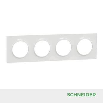 ODACE Styl Plaque Blanc - 4 postes - Réf Schneider S520708
