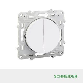 SCHNEIDER - Interrupteur double va-et-vient blanc + lumineux Odace Réf. S520273